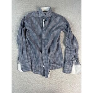 Taccaliti Shirt Mens 15.5 39 Geometric Button Up Long Sleeve Made in Italy